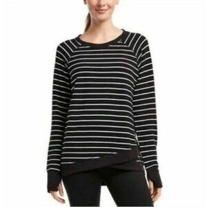Danskin Womens Black & White Striped Sweatshirt XL